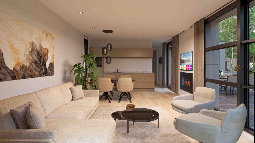 Interieur van een vakantiehuis te koop op de Veluwe met luxe afwerking